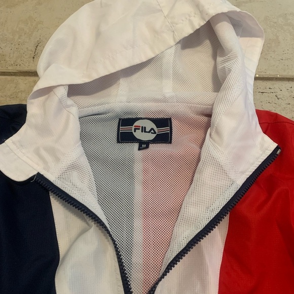 FILA Red White Blue Colorblock Anorak Pullover Windbreaker Jacket M - Picture 2 of 6